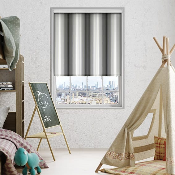 Candy Stripe Charcoal Roller Blind