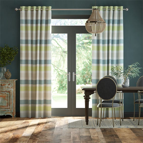 Cardigan Stripe Linen Sea Green Curtains