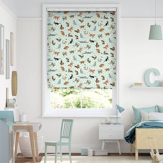 Choices Blue Cats Duck Egg Roller Blind