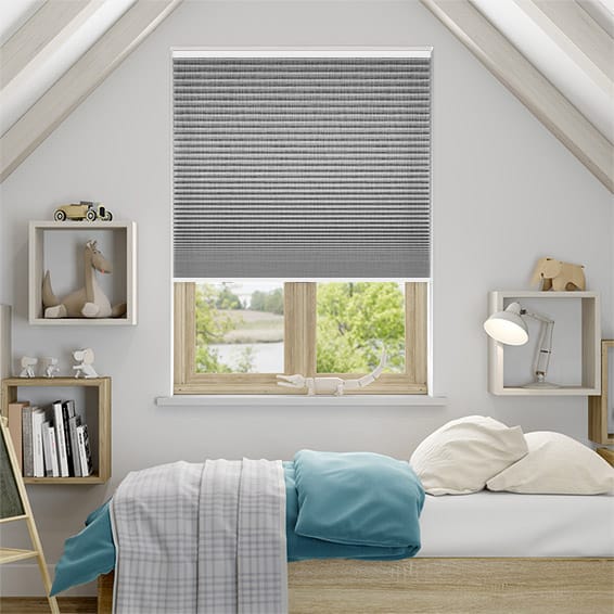 Thermal DuoShade Cordless Grey Weave Pleated Blind