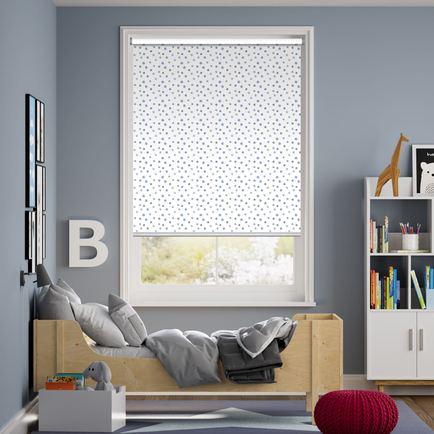 Express Painterly Blockout Inky Blue Roller Blind