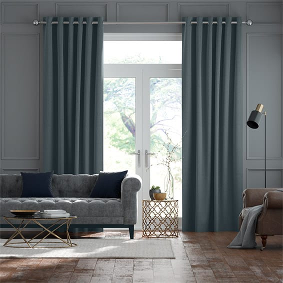 Paleo Linen Winter Blue Curtains