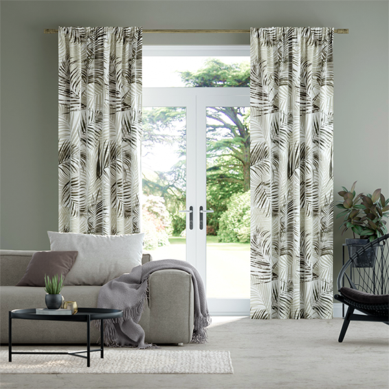 Palm Leaf Natural Grey Curtains