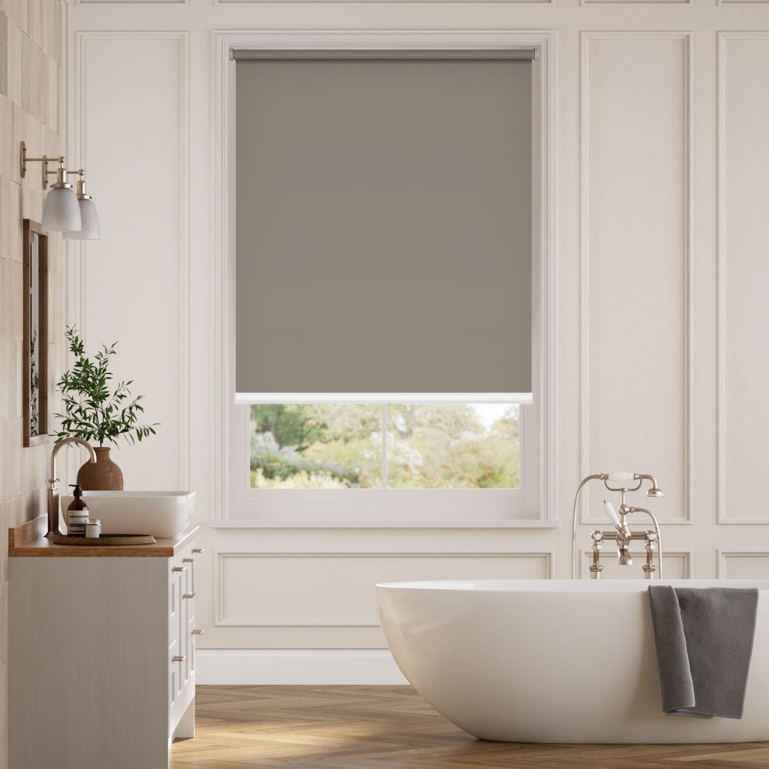 Electric Titan Fairview Taupe Roller Blind