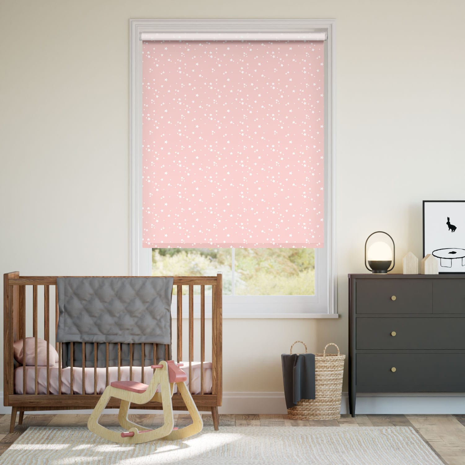 Twinkling Stars Blockout Candyfloss Pink Roller Blind