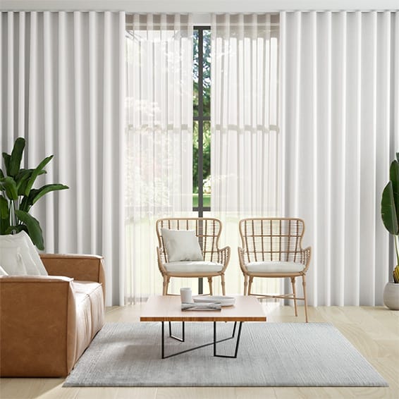Double S-Fold Villa White & Neutral Curtains