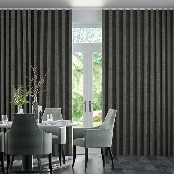 S-Fold Paleo Linen Graphite Curtains