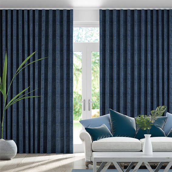 S-Fold Paleo Linen Vintage Indigo Curtains