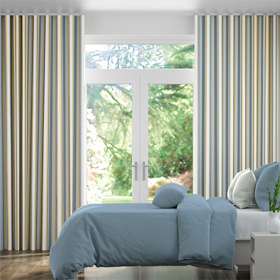S-Fold Truro Stripe Coastal Blue Curtains