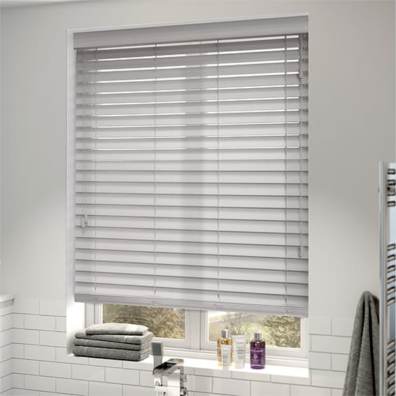 Grey Wood Venetian Blinds with 50mm Slats Horizontal Blinds Venetian Shutter Blinds Made to Measure Up to 45cm x 120cm Easy Fit & Home Office Privacy Light Protection 