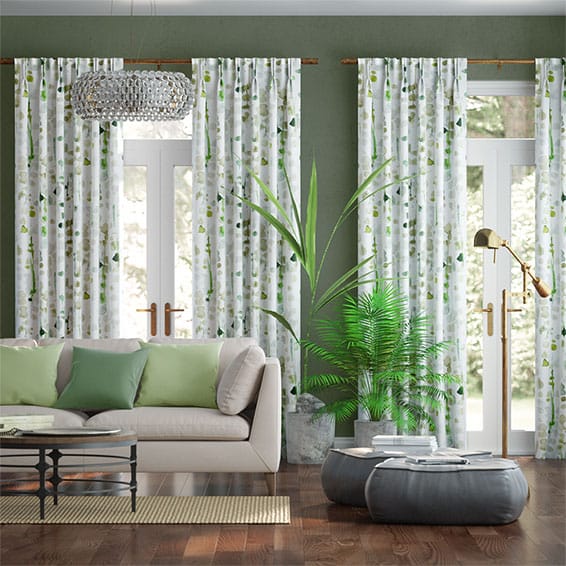 Alyssa Linen Leaf Green Curtains
