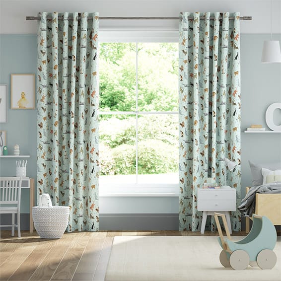 Blue Cats Duck Egg Curtains