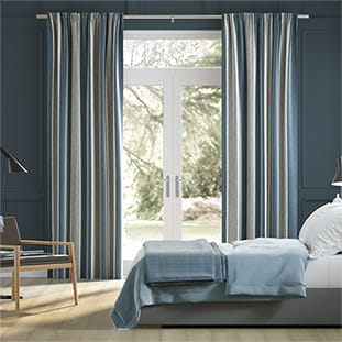 Brazen Stripe Linen Vintage Bold Blue Curtains thumbnail image