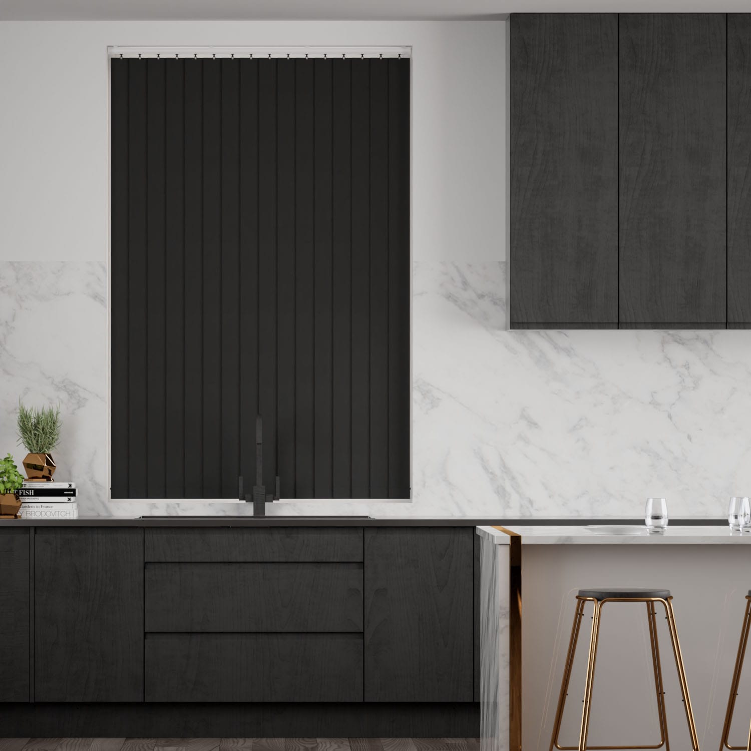 Serenity Blockout Ebony Vertical Blind - 89mm Slat