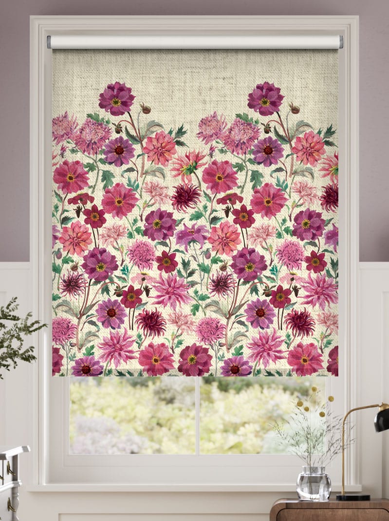 Choices Dahlia and Chrysanthemum Lilac Roller Blind thumbnail image
