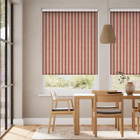 Choices Twill Stripe Linen Party Red Roller Blind