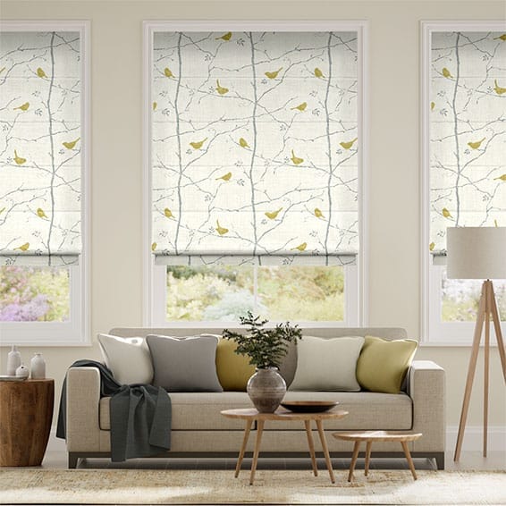 Electric Dawn Chorus Slate Roman Blind