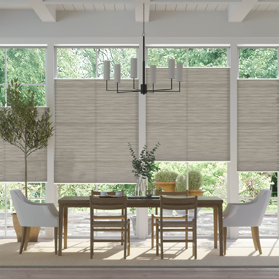 Thermal DuoLight Grain Fossil Grey Top Down Bottom Up Pleated Blind