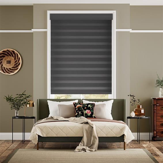 Electric Zebra Dimout Charcoal Enjoy Roller Blind