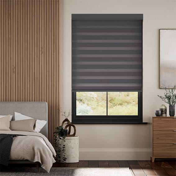 Electric Zebra Dimout Gunmetal Grey Enjoy Roller Blind