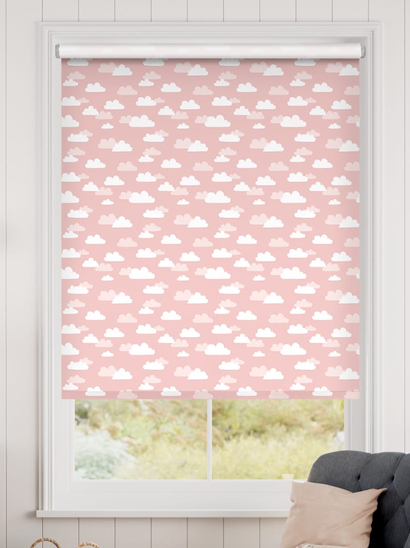 Fluffy Clouds Blockout Pink Roller Blind thumbnail image
