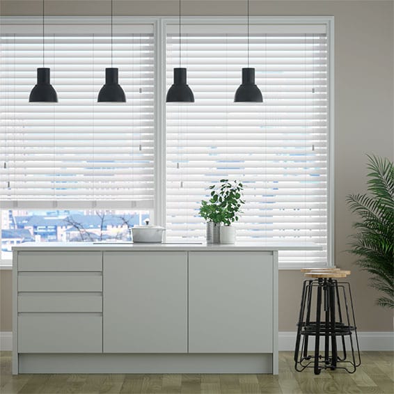 Frost White PVC Timber Style Venetian Blind - 50mm Slat