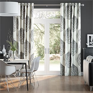Leaf Charcoal Curtains Curtains thumbnail image