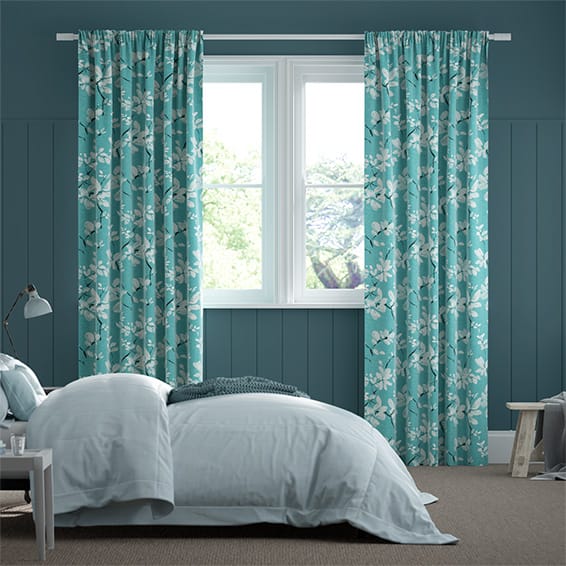 Madelyn Linen Tropical Blue Curtains