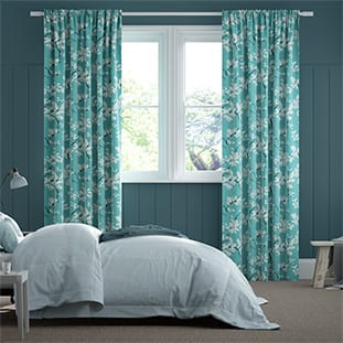 Madelyn Linen Tropical Blue Curtains thumbnail image