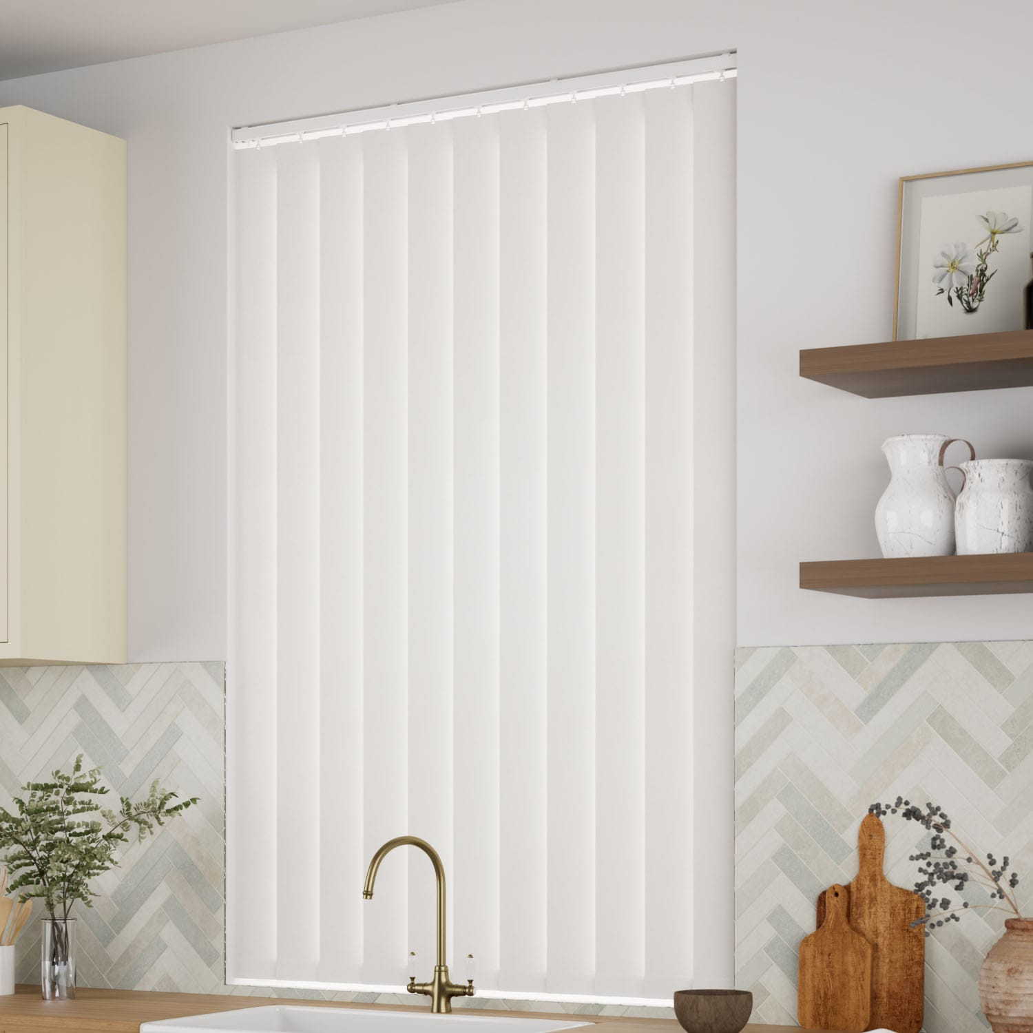 Clearance Made To Measure Salix White Patterned Vertical Blind 
