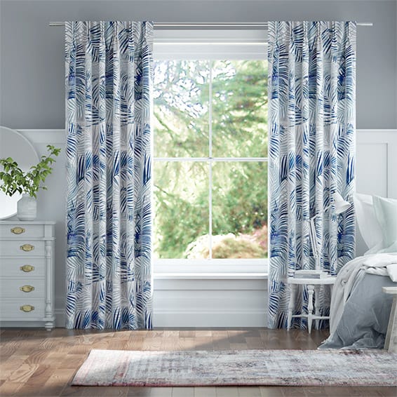 Palm Leaf Blue Curtains