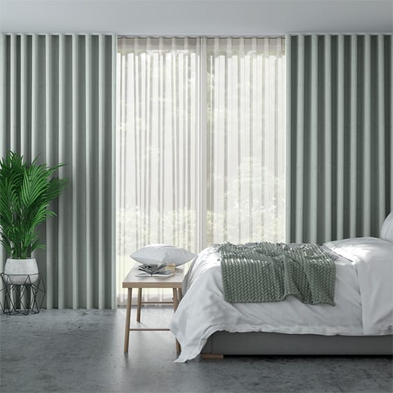Double S-Fold Penthouse Sky & Neutral Curtains