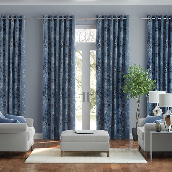 Renaissance Linen Blue Azure Curtains