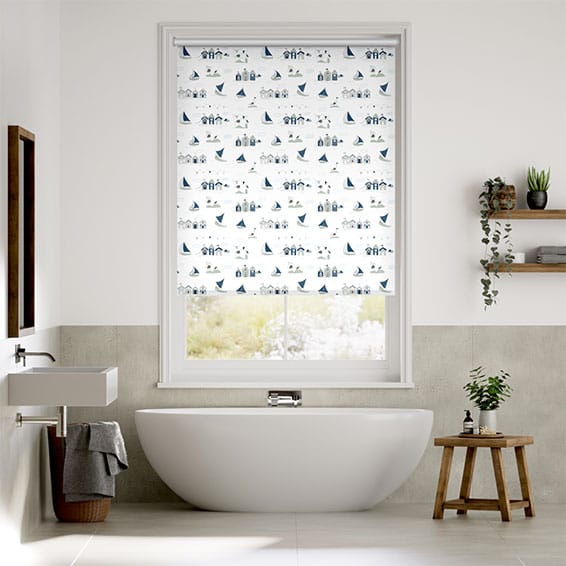 Splash Blockout Beach Hut Navy Roller Blind