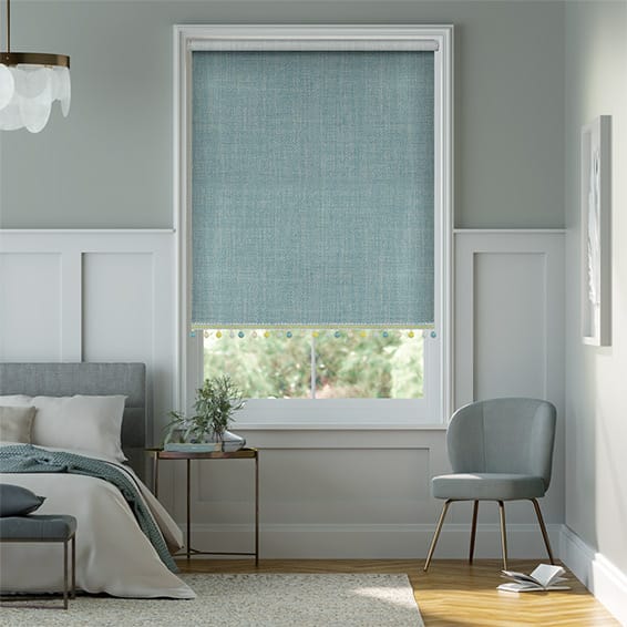 Thermal Luxe Dimout Teal & Spring Roller Blind