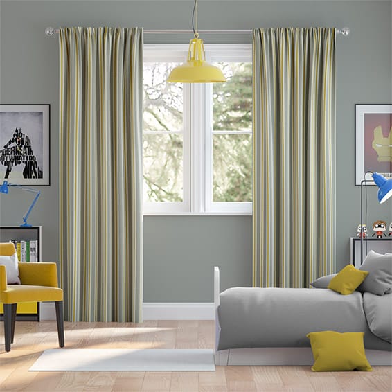 Twill Stripe Linen Citronella Curtains