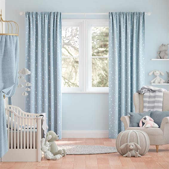 Twinkling Stars Baby Blue Curtains