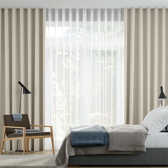 Double S-Fold Villa Alabaster & Snow Curtains