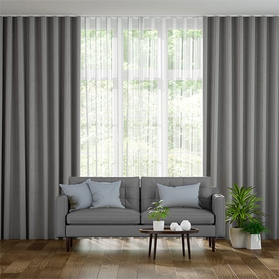Double S-Fold Villa Silver & Snow Curtains