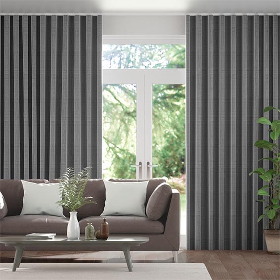 Amore Gunmetal Grey S-Fold Curtains