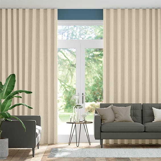 Bijou Linen Alabaster  S-Fold Curtains