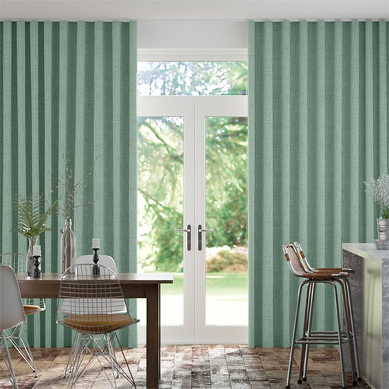 Bijou Linen Aqua  S-Fold Curtains
