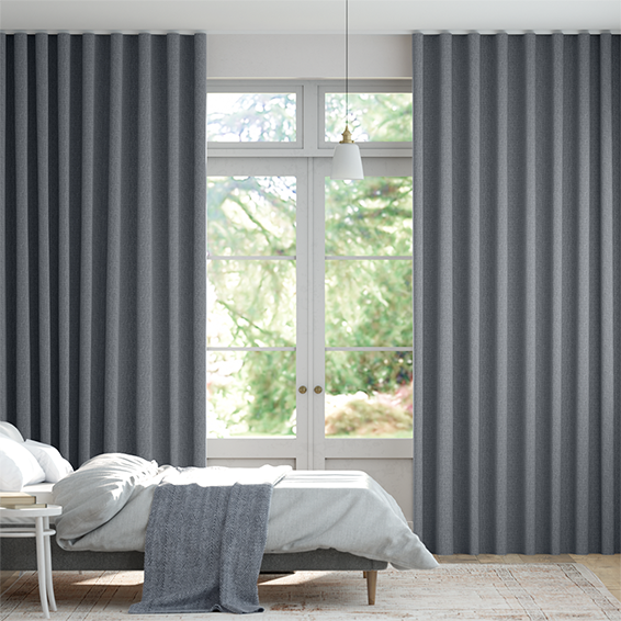 S-Fold Encanto Shimmering Blue Curtains