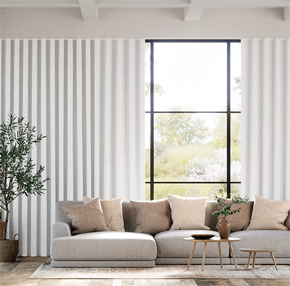 Bijou Linen White S-Fold Curtains