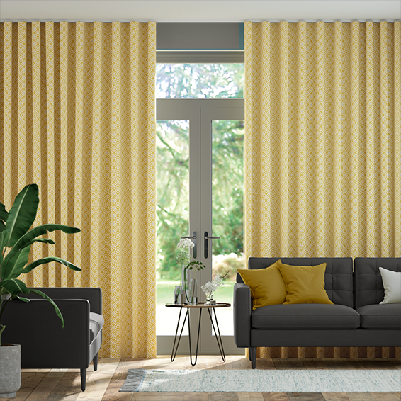 S-Fold Fretwork Honey Curtains