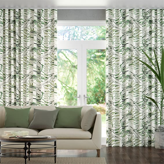 Kentia Linen Leaf S-Fold Curtains