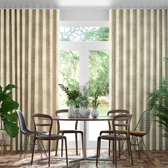 S-Fold Moonlit Fern Faux Silk Golden Summer Curtains