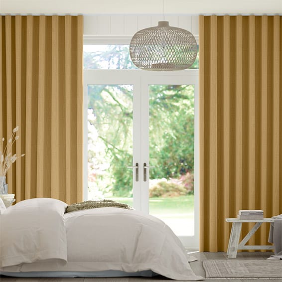 Paleo Linen Mustard  S-Fold Curtains