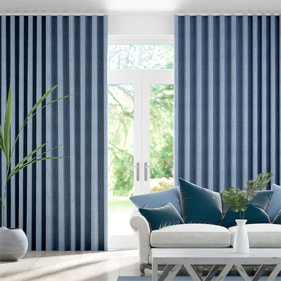 Paleo Linen Persian Blue S-Fold Curtains