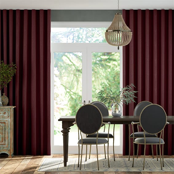Paleo Linen Ruby Red  S-Fold Curtains